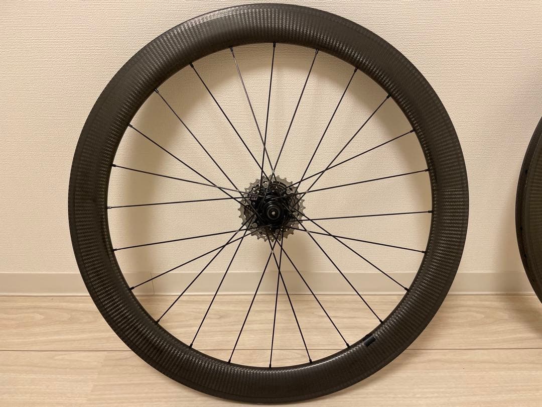 のむラボ組　カーボンホイール　リムブレーキ　1230g スプロケット付