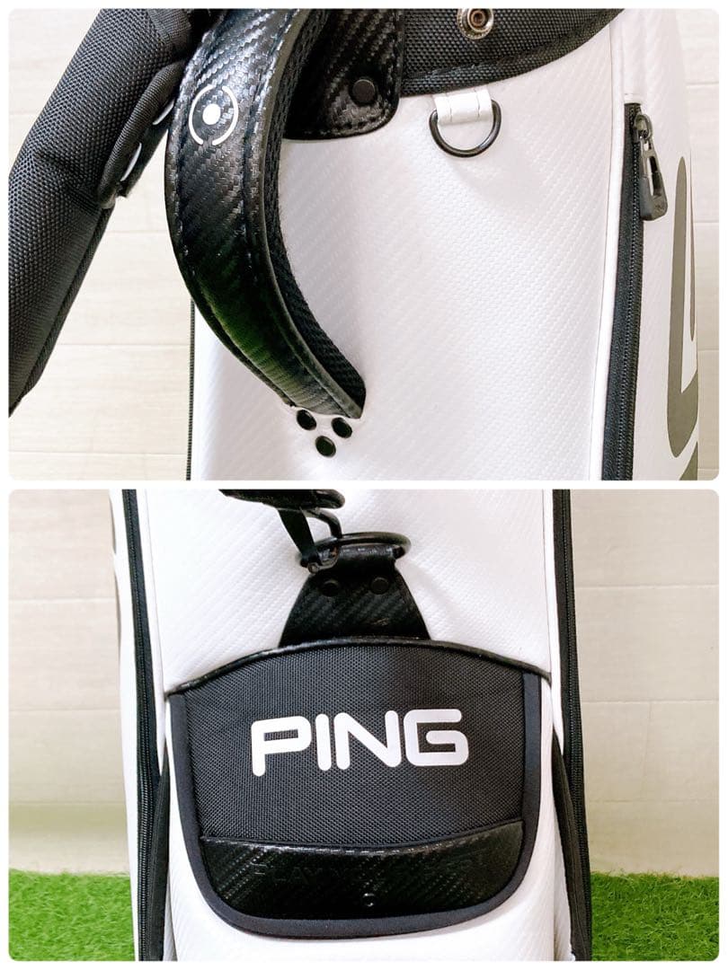 H【美品・人気】PING ピン キャディバッグ カート型 ホワイト×ブラック