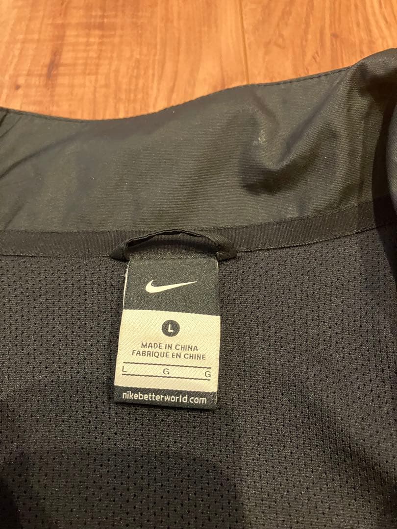 インテルNIKEナイロンジャケット黒青 ドリルトップ　ピステ　古着　ビンテージ
