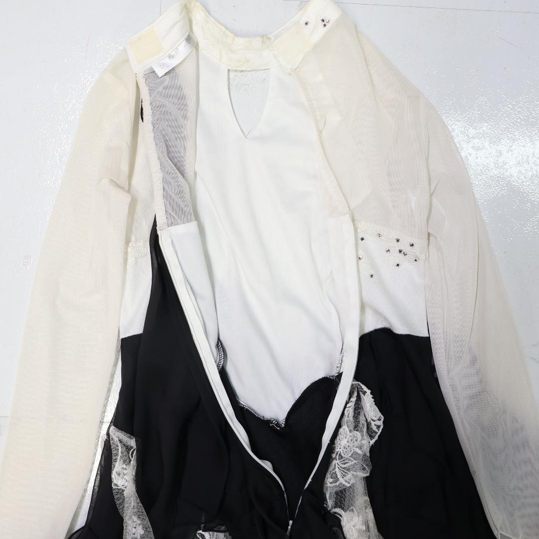 【社交ダンス衣装】ブラック×アイボリー prima boutique 豪華フリル