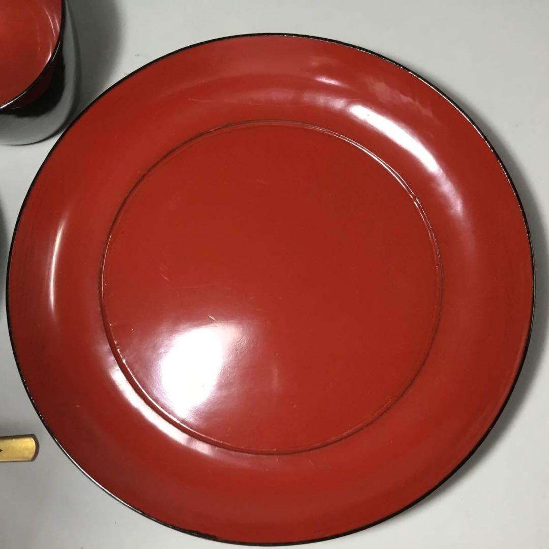 時代漆器◆３種セット◆蕎麦猪口 椿皿 ７寸皿 向付 木製 漆塗 アンティーク