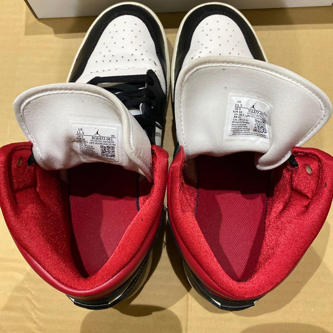 ✳️エアジョーダン1 MID WMS 白✖️黒✖️赤　28.5cm USED