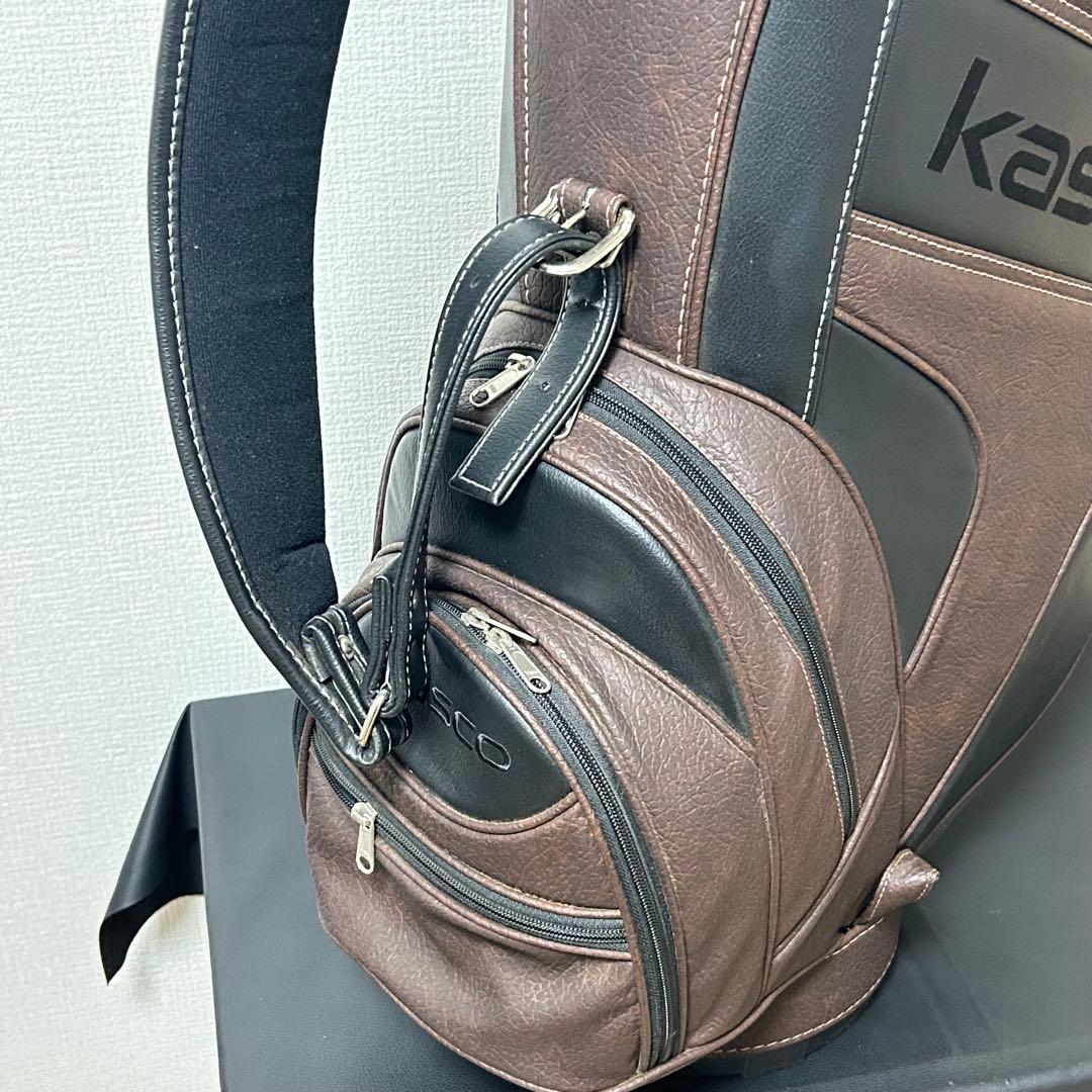 キャスコ Kasco キャディバッグ 9型 ブラウン×ブラック 美品 フード付