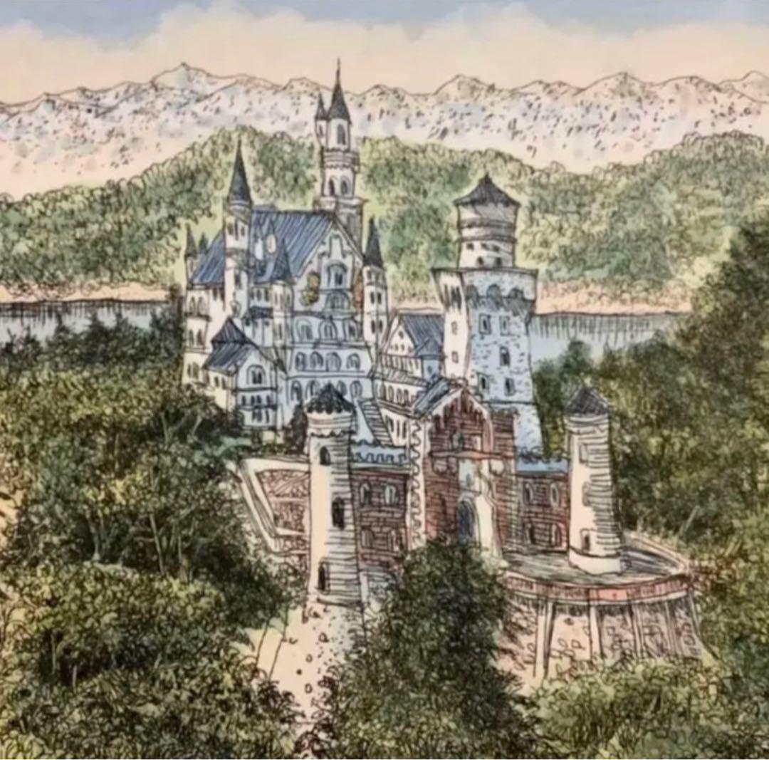 専用・絵画・額縁・版画・織田 義郎・新品未使用・ノイシュバンシュタインⅩⅠⅩ