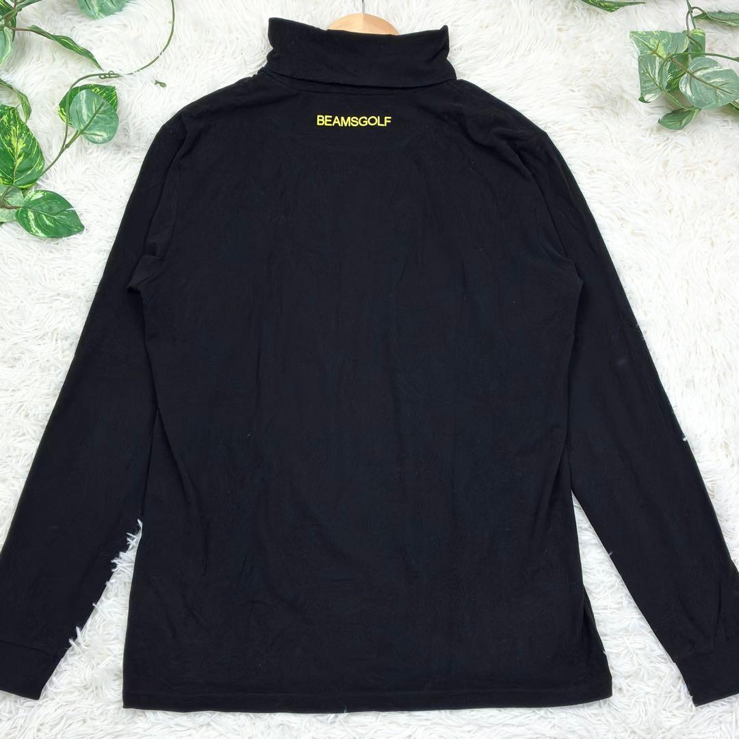 美品　ビームスゴルフ　タートルネック　ビッグロゴ　ワッペンロゴ　ロンT　XL　黒