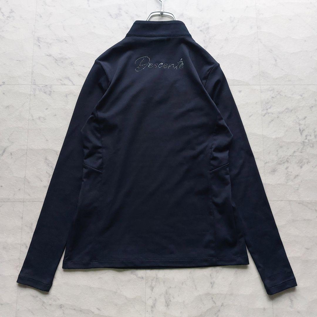 極美品 デサントゴルフ LUXE 長袖スキッパーシャツ S 濃紺