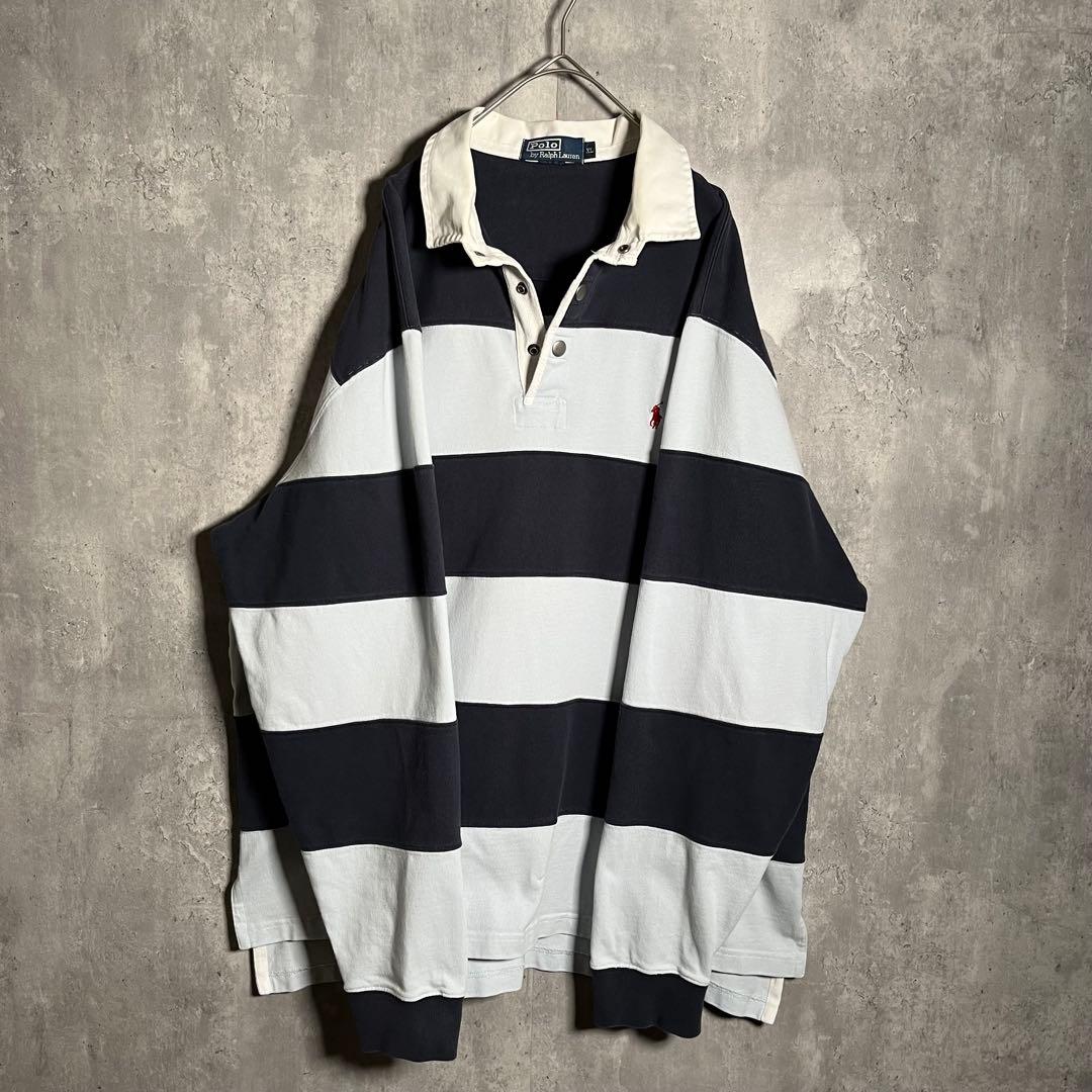 ⭐️希少⭐️ラルフローレン ラガーシャツ ボーダー XL ビッグサイズ ネイビー