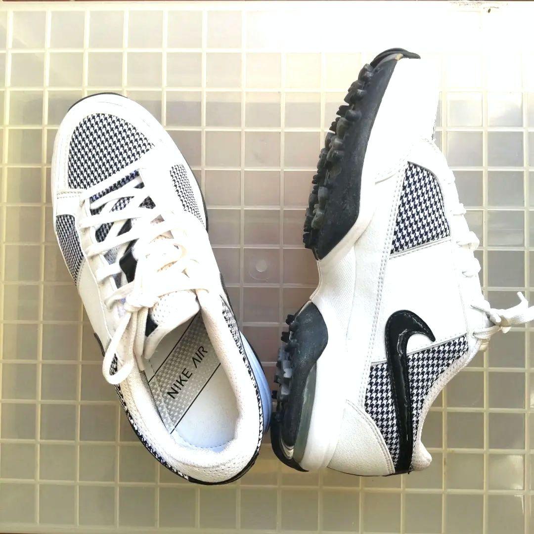 【Nike Air 】TaC ゴルフシューズ 白/黒千鳥格子柄　22.5cm