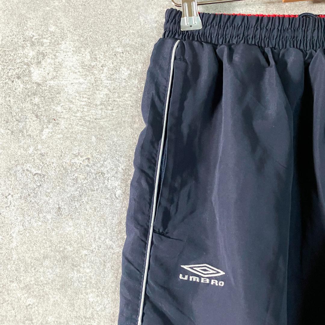 UMBRO　トラックパンツ　ネイビー　ジャージ　ロゴ　メッシュ　フィットネス