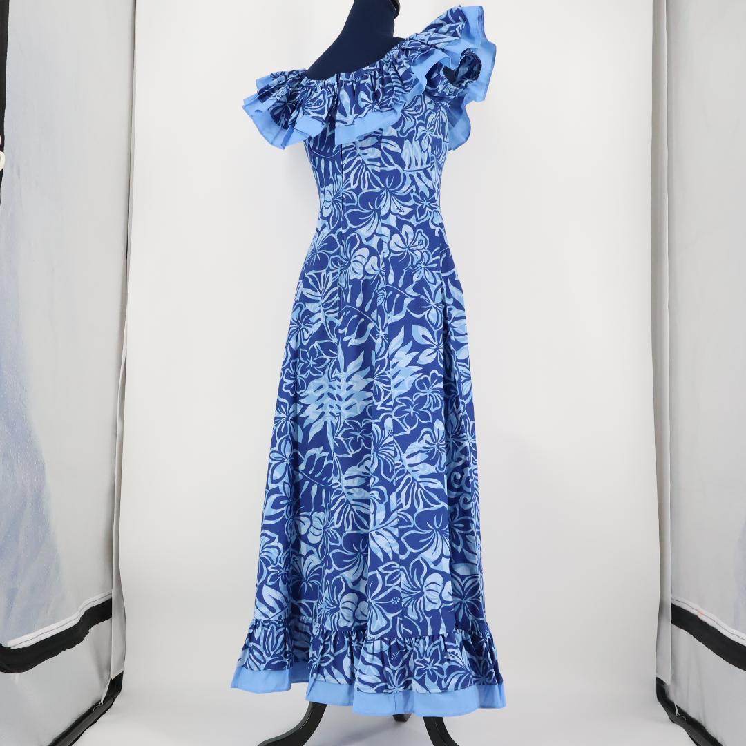 【美品 ハワイ製フラダンス用衣装】ブルー Pukalani Fashion