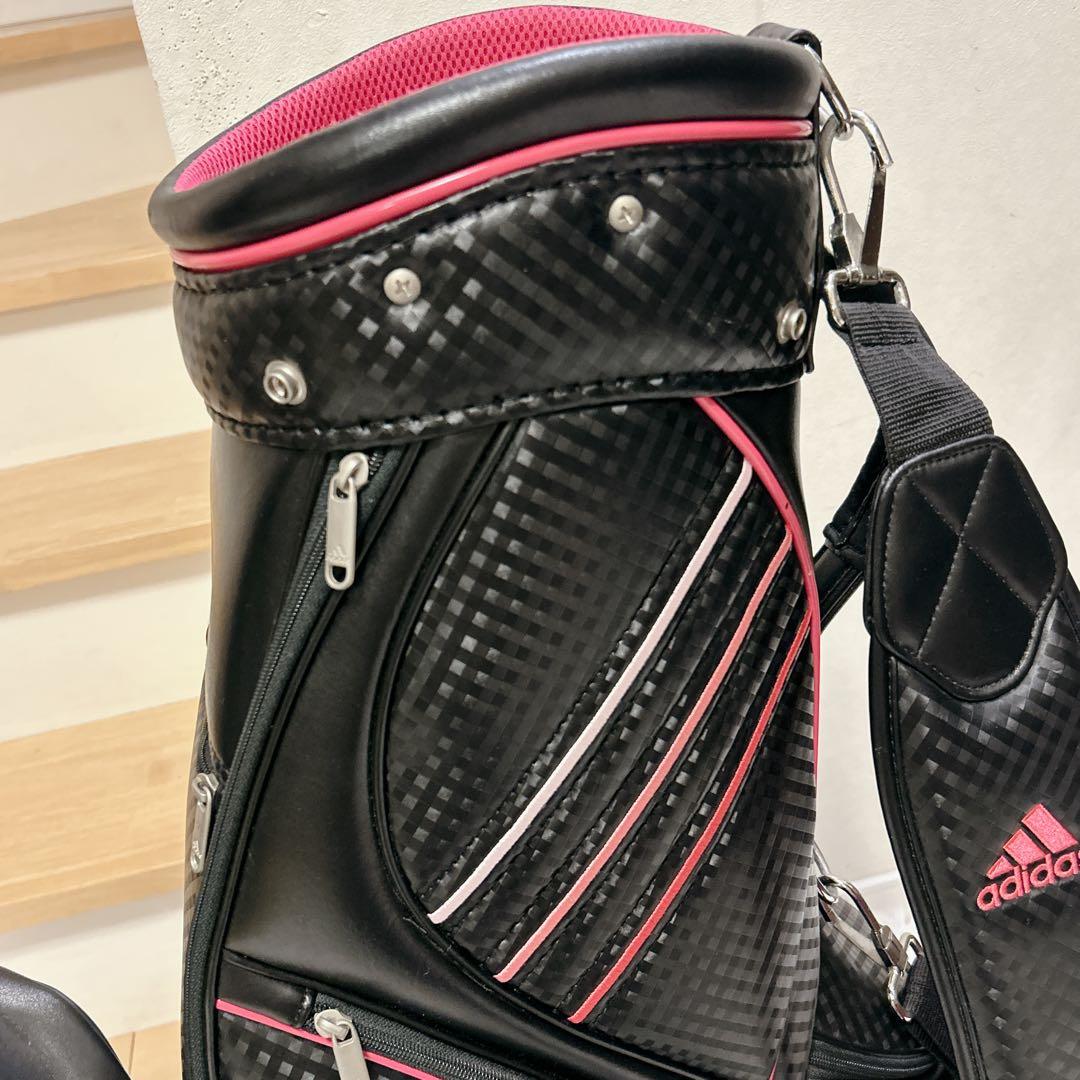 【美品】adidas レディス ゴルフ キャディバッグ ブラック ピンク