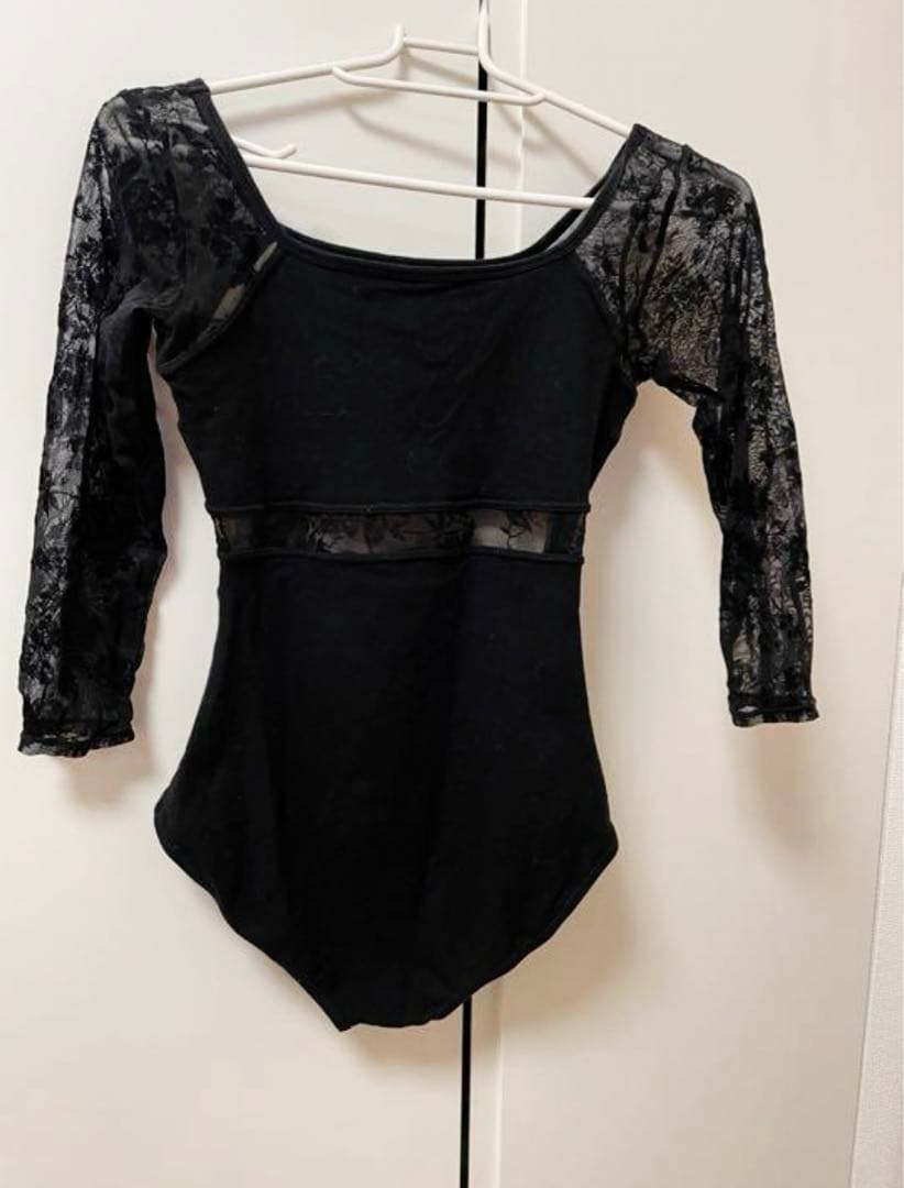 Dessus Dessous フロッキー柄　レオタード　BLACK Mサイズ