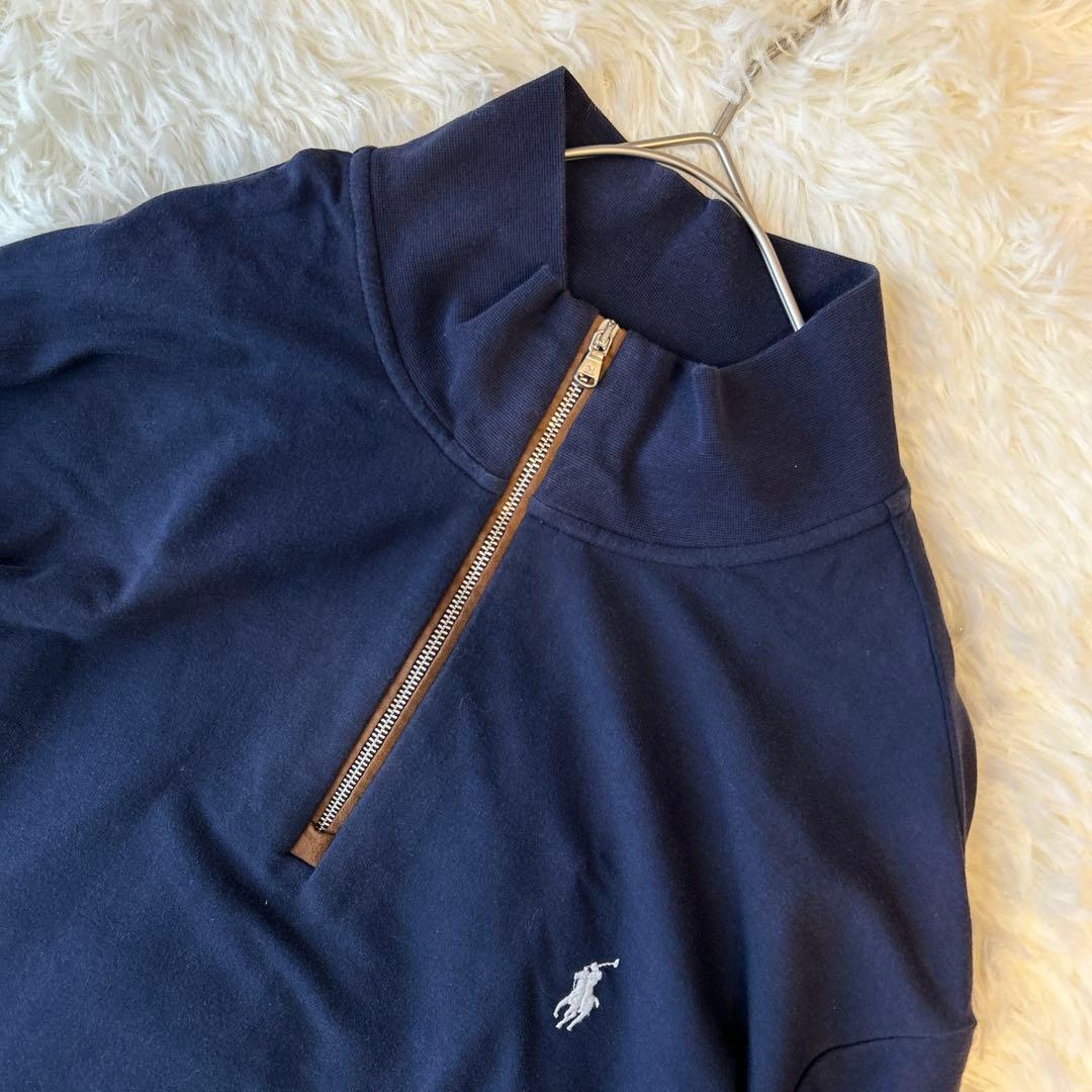 POLO GOLF ポロゴルフ ハーフジップ スウェット ロゴ刺繍 ネイビー L