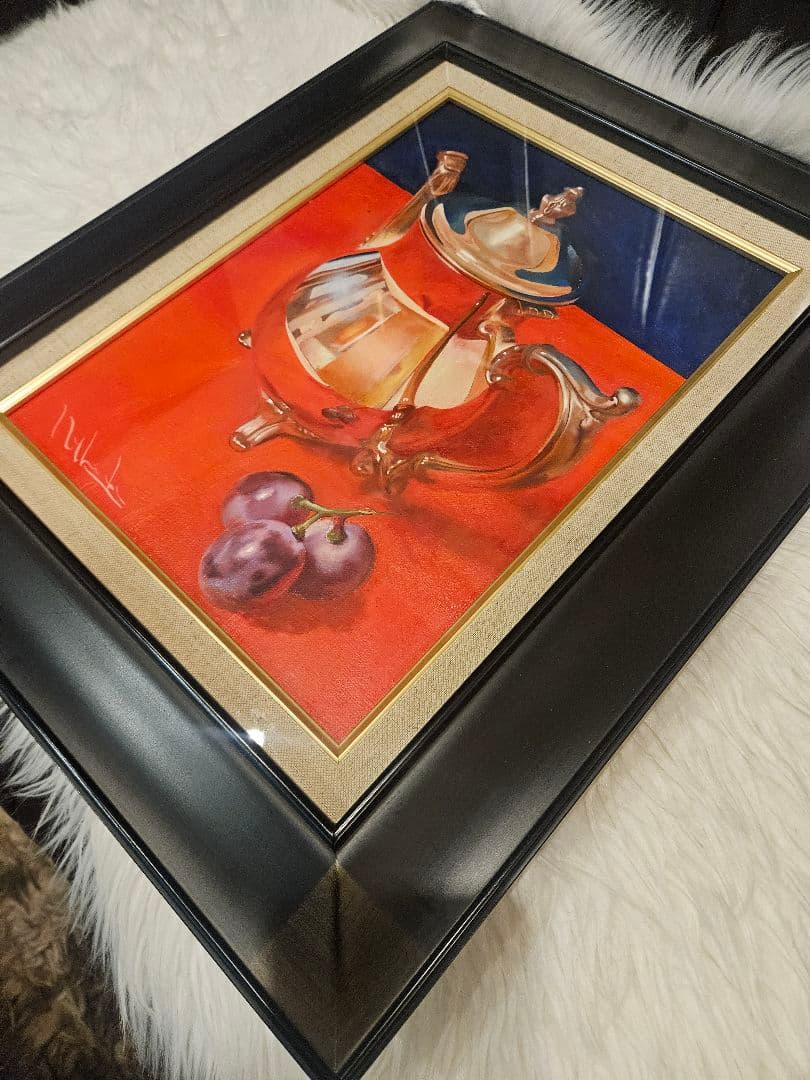 和田直樹 「午后色の静物」F4号 静物画 写実 白日会 在銘 油彩画　綺麗額縁