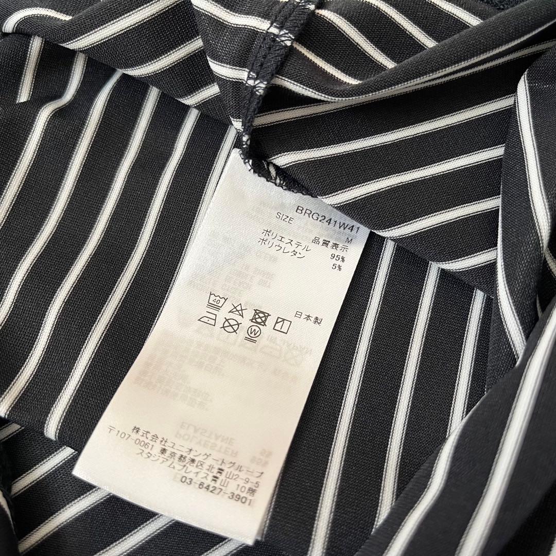 新品★BRIEFING モックネックシャツ 半袖ハイネックシャツ 紺×白 M