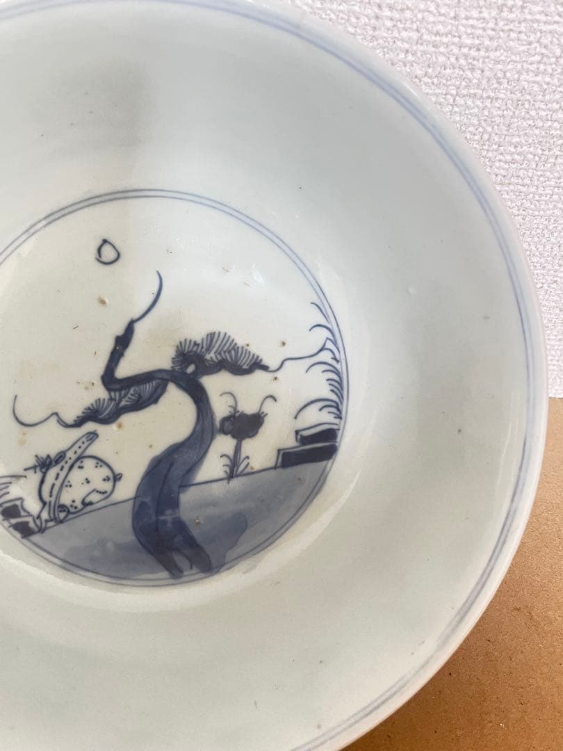 中国美術　清時代人物紋 茶碗 染付 鉢 時代物