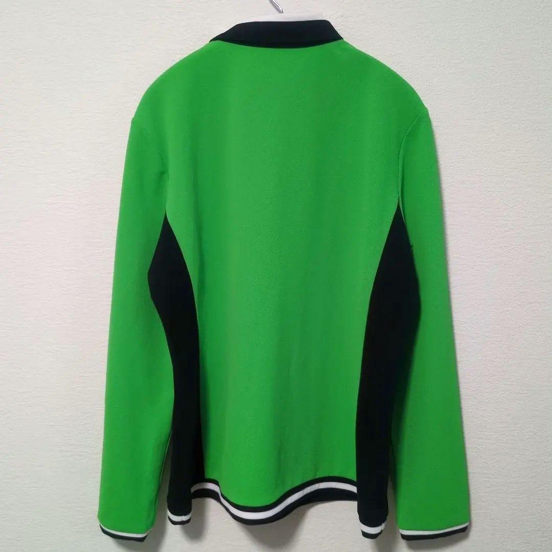 極美品 ランバンスポール 長袖ポロシャツ スパンコールロゴ 緑 38 日本製