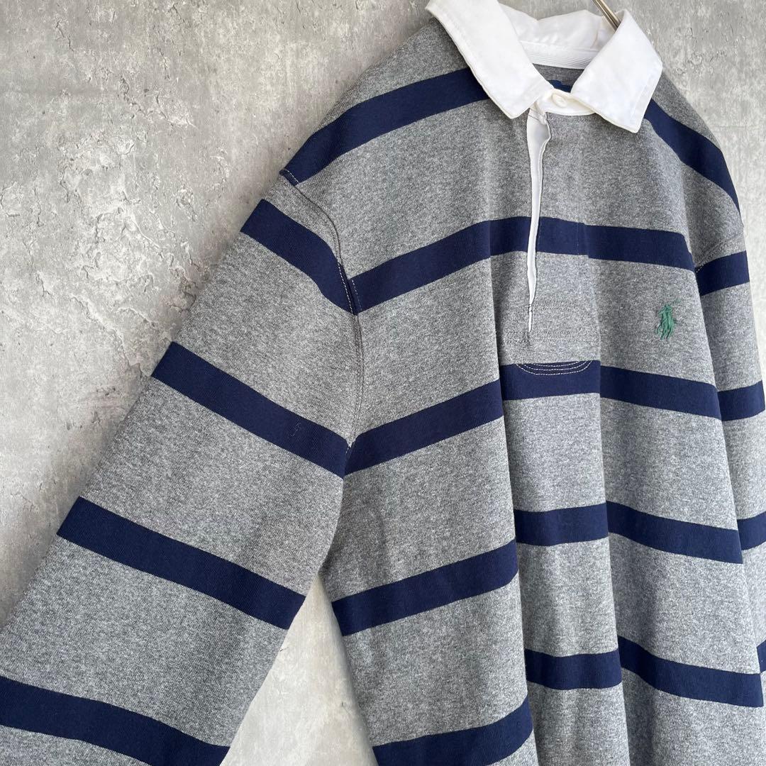 【美品】ポロ ラルフローレン 長袖 ラガーシャツ ボーダー メンズ 古着