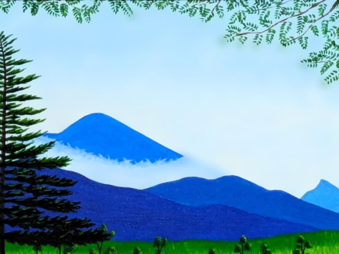 ★知床の朝霧・肉筆油彩画・F6キャンバス