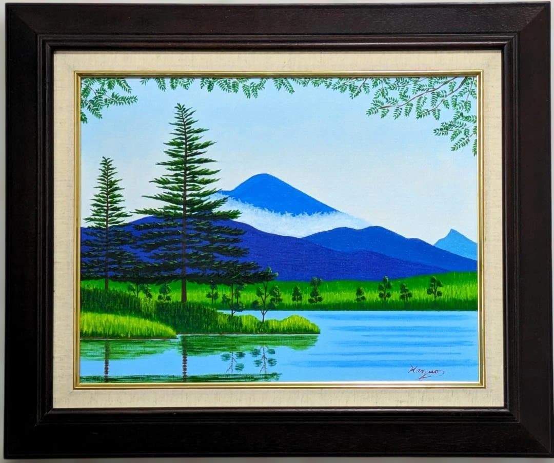 ★知床の朝霧・肉筆油彩画・F6キャンバス