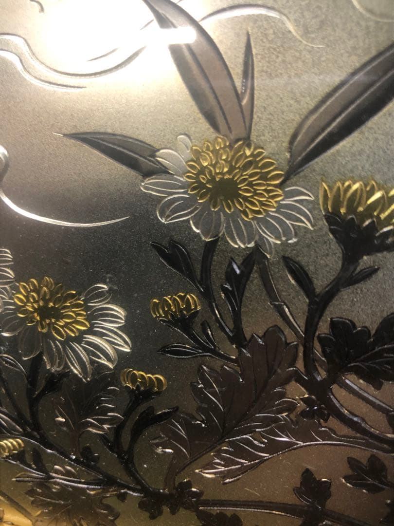 金箔 銀箔 水鳥と魚の日本画　中古品　骨董品　絵画　おしどり