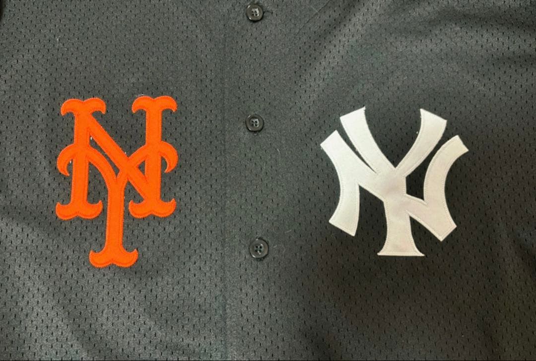 【FANATICS】別注ベースボールシャツMLBヤンキース メッツ・ブラック