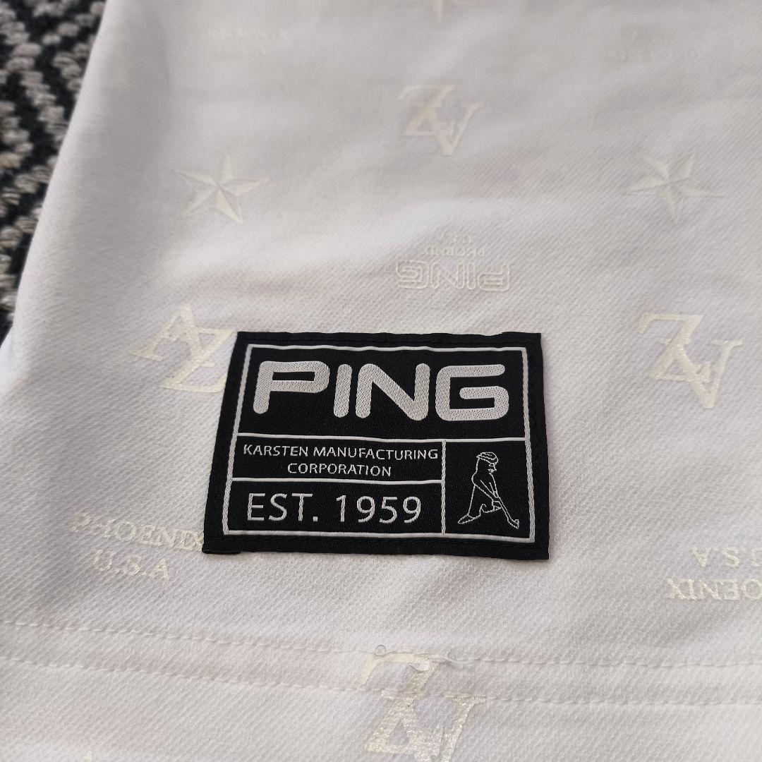 新品　2024年モデル　PING　モノグラム　ポロシャツ　ホワイト　Lサイズ