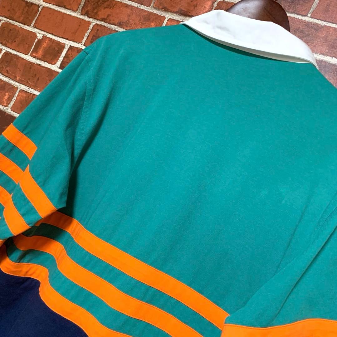 adidas★アディダス★スリーライン★ラガーシャツ★長袖★マルチカラー★M古着