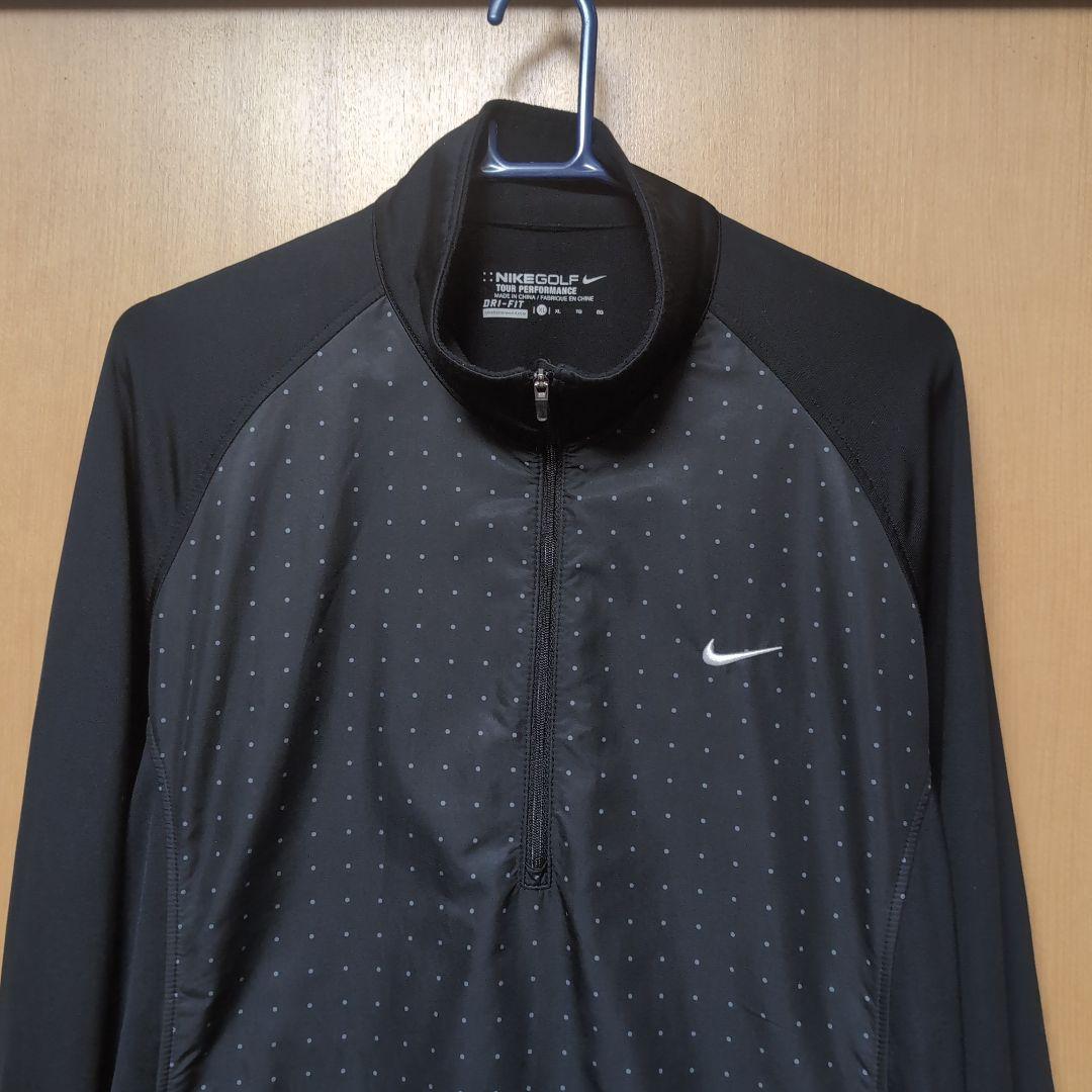 た NIKE GOLF ドット柄ハーフジップジャケット XL 黒 軽量