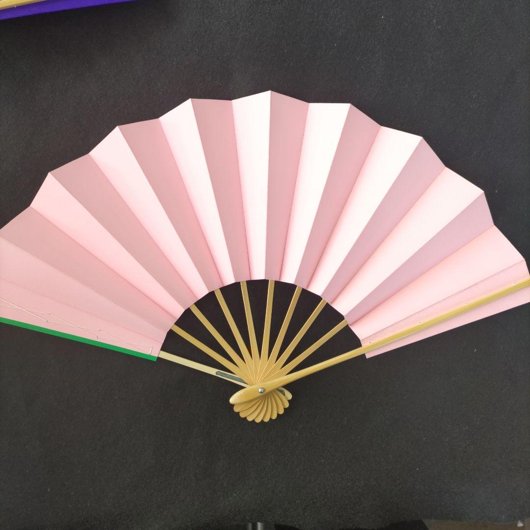 舞扇 (17) 未使用新品 美品 表裏色違い2本セット 扇子 舞台 工芸品