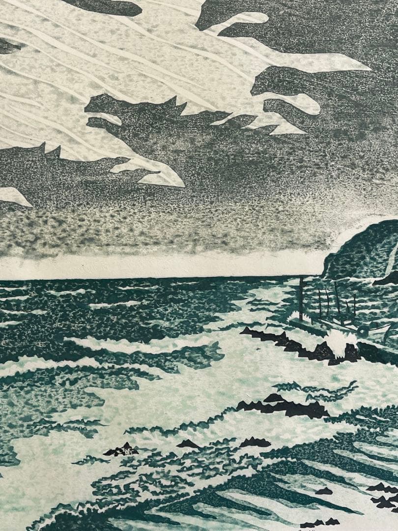 木版画『寒立馬 尻屋崎 晩秋』 #寒立馬