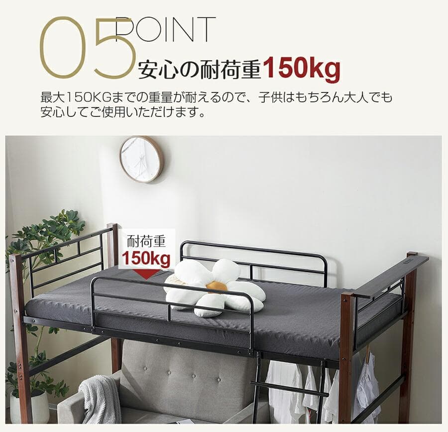超人気！ロフトベッド【高さ130cm】収納 北欧風 大人 送料無料 WHITE