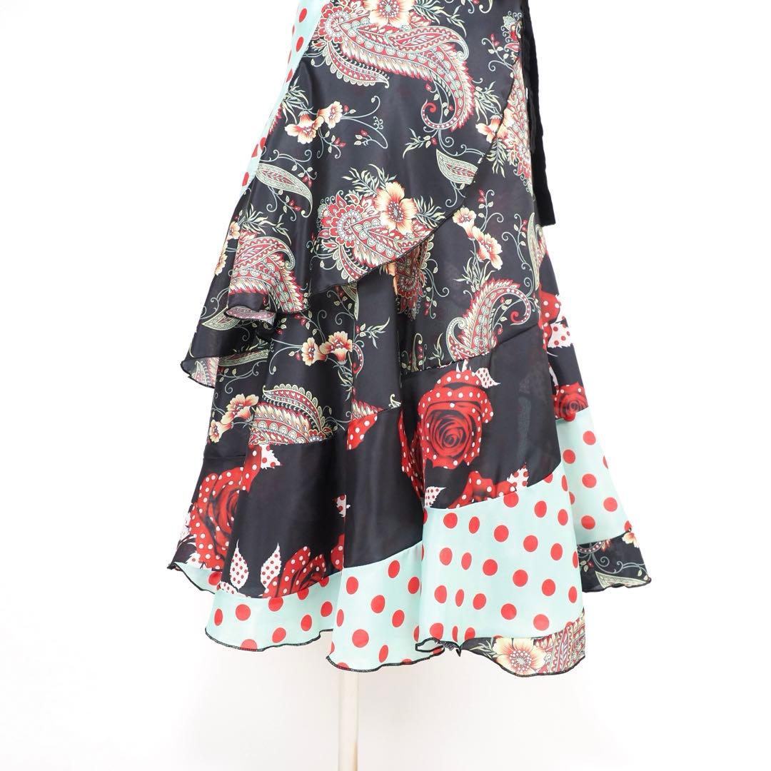 フラメンコ　巻きスカート　新品　シャンタン素材　ファルダ　Leirena