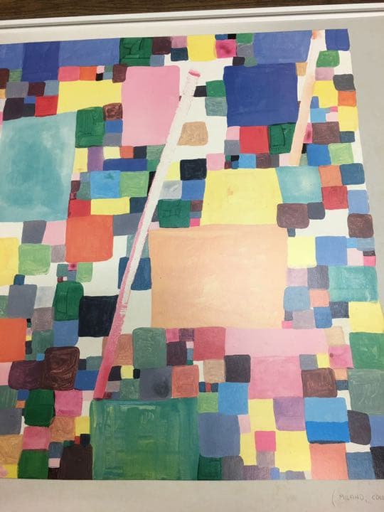 世界名画 抽象画 色彩抽象画73センチ×52センチ 白額縁アクリルガラス付き