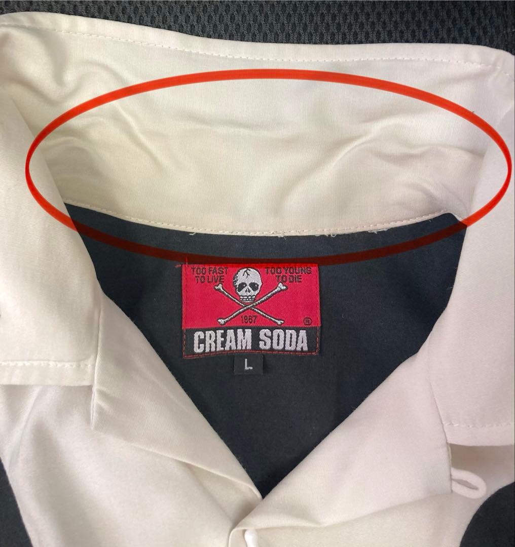 【CREAM SODA】ボウリングシャツ　スカルデザイン　ブラック　L