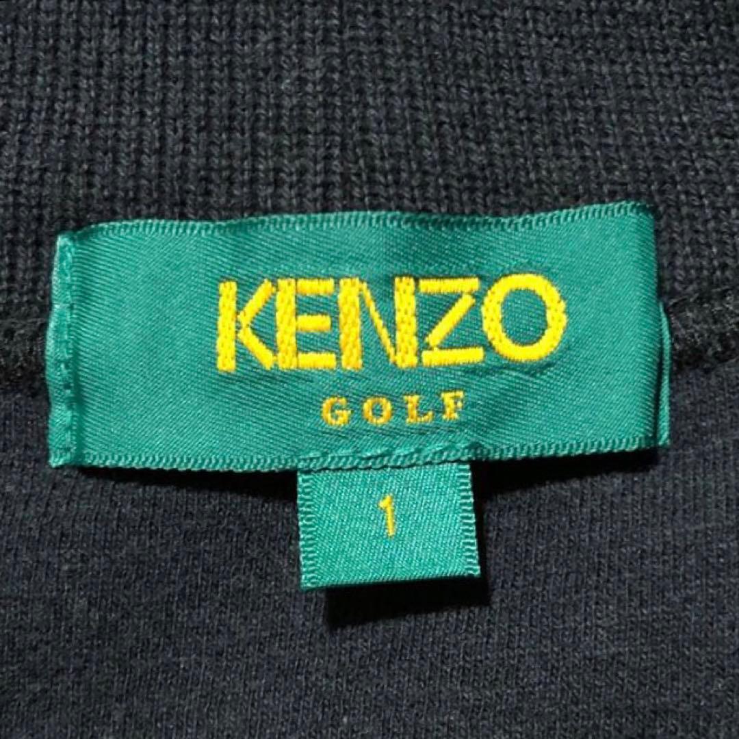 希少 日本製 KENZO GOLF マルチカラー 刺繍ロゴ ニット 黒 90s