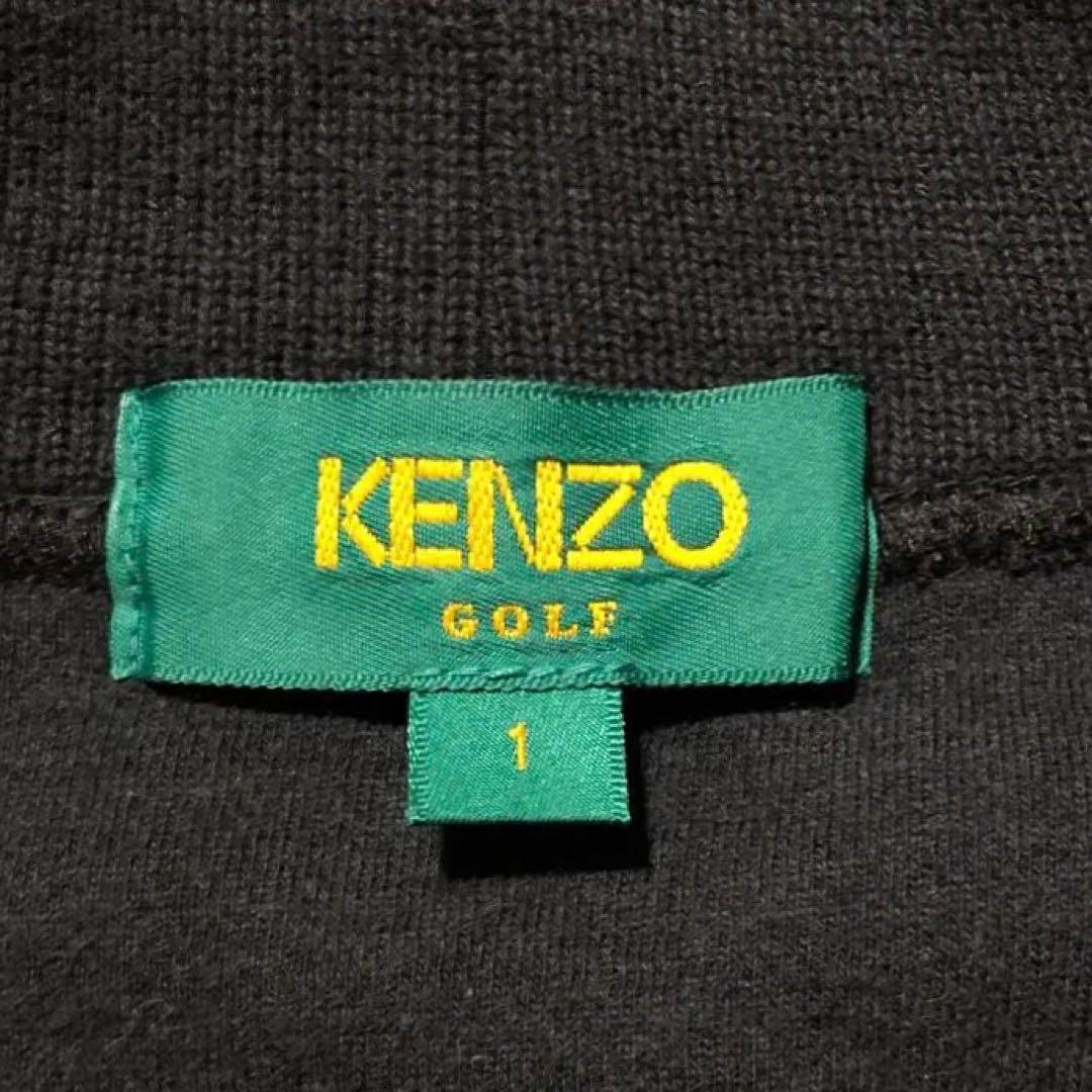 希少 日本製 KENZO GOLF マルチカラー 刺繍ロゴ ニット 黒 90s
