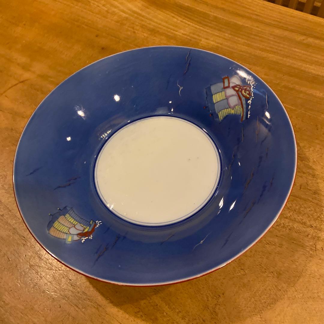 深川製磁青海宝船皿