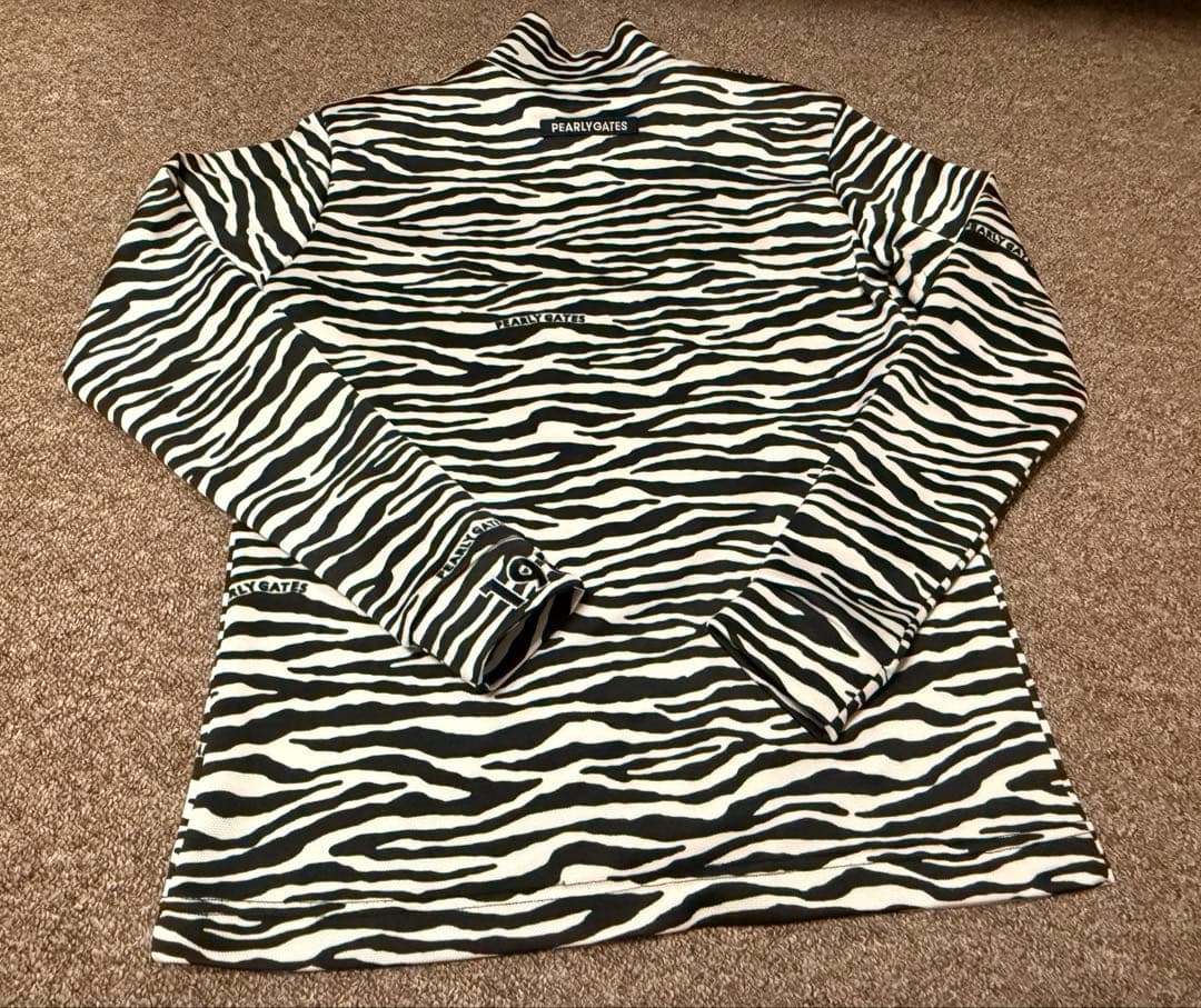 パーリーゲイツ モックネック ストレッチロングTシャツ ゼブラカラー サイズ1