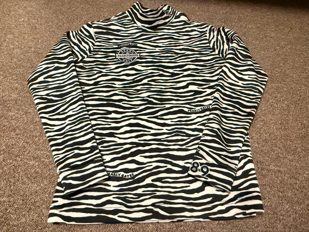 パーリーゲイツ モックネック ストレッチロングTシャツ ゼブラカラー サイズ1