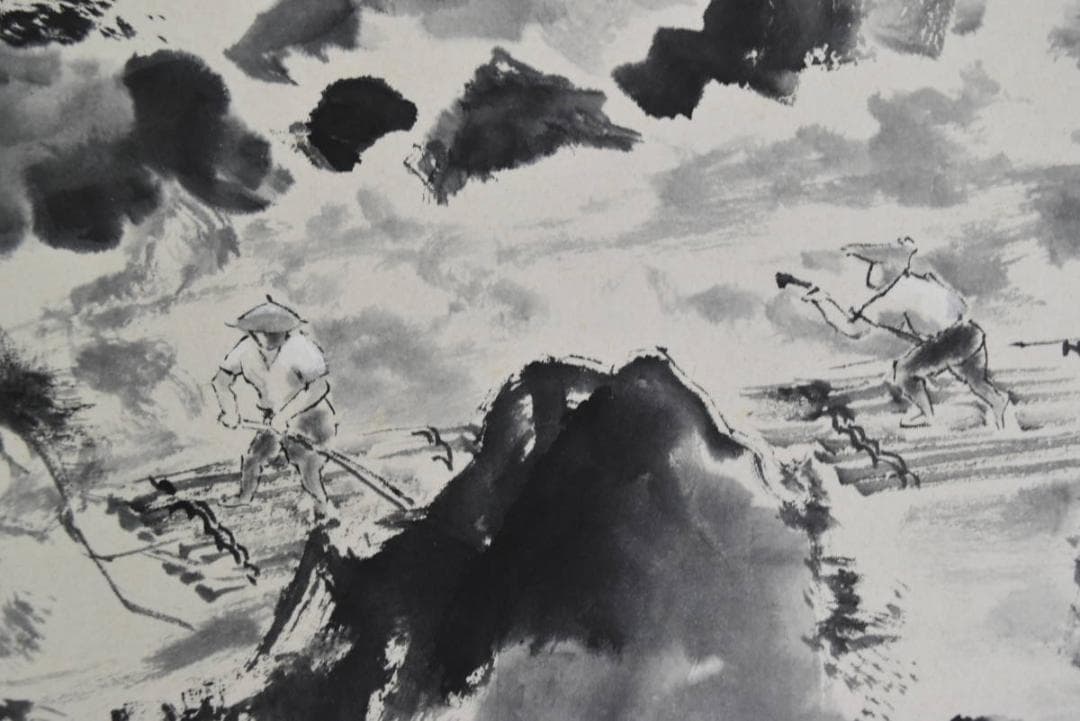 【真作】森川伊賀/清流筏下り/掛軸/名家伝来/AA-736
