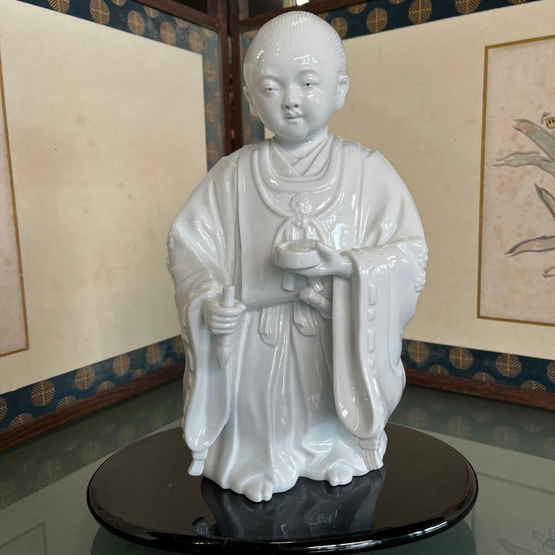 有田焼　白磁　本岡宗山作　弘法大師像？
