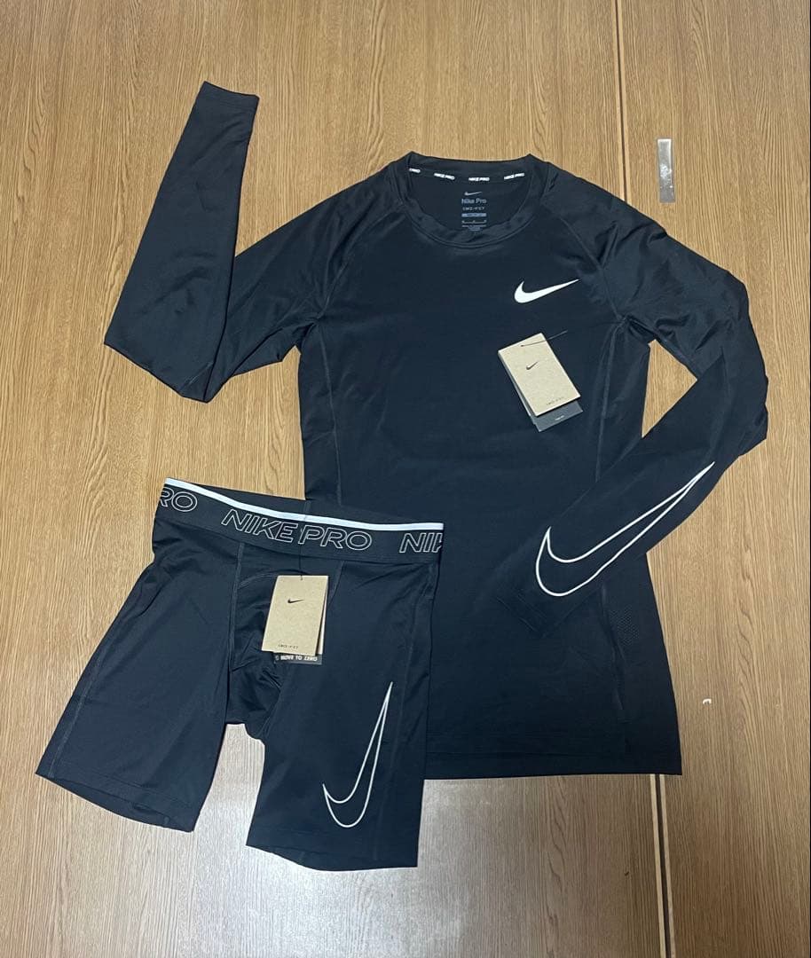 NIKE PRO メンズ セットアップ長袖ショートパンツ Dri-FITブラック