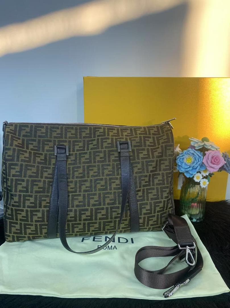 即日発送~ FENDI ボストンバッグ ブラウン キャンバス