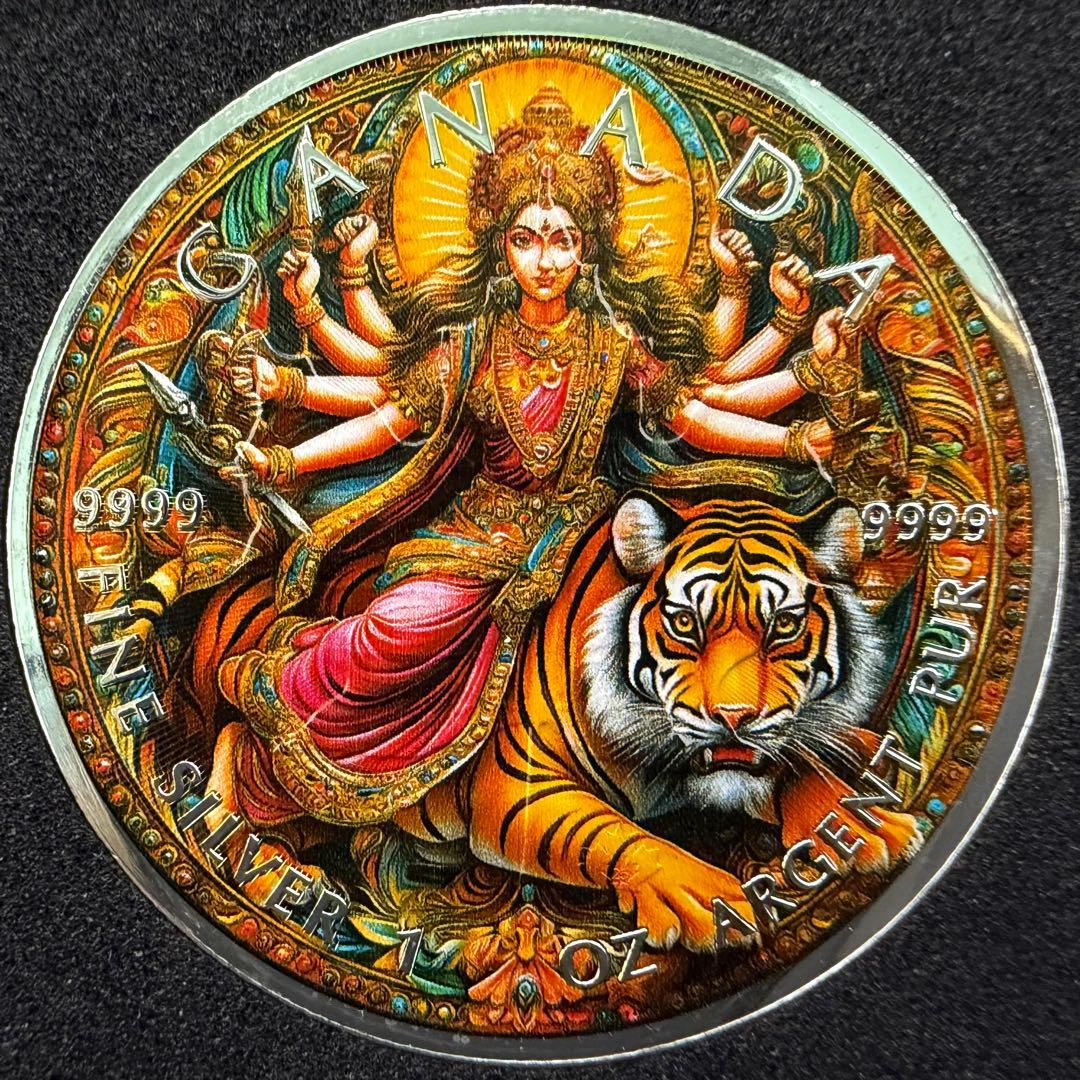メイプルリーフ 銀貨 カラー ドゥルガー パールヴァティー妃 1オンス 1oz