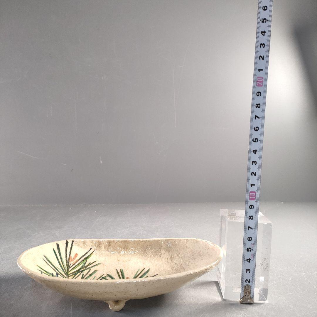 A1364-9/伊藤陶山 造/若松絵足付向附5客/共箱/銘々皿/飾皿/懐石道具/