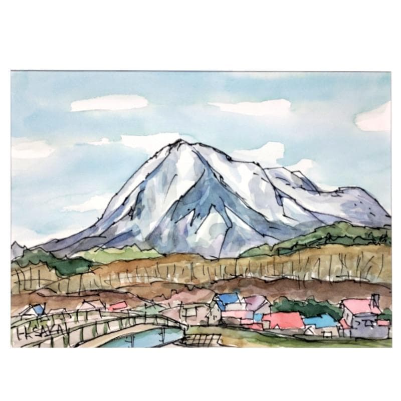 ☆ 境　肇 ☆「利尻岳」水彩画　大衣　新品額！