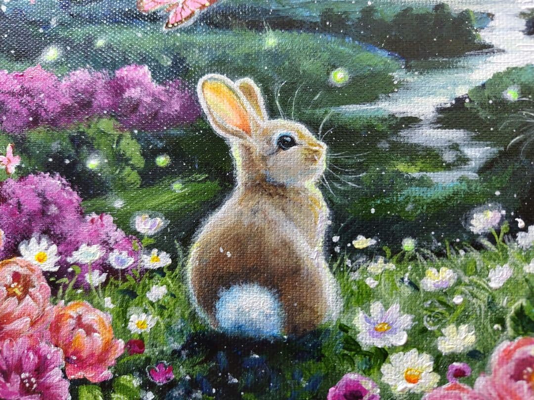 花*様 【春満月】アクリル画 F3 風景画 絵画
