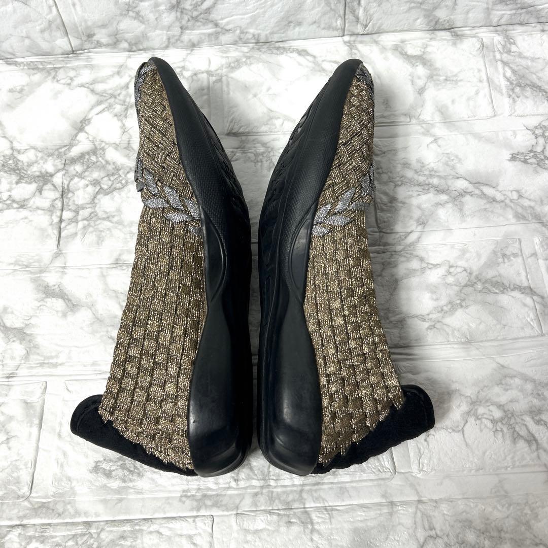 【未使用品】bernie Mev バレエフラットパンプス バケット織 ブロンズ