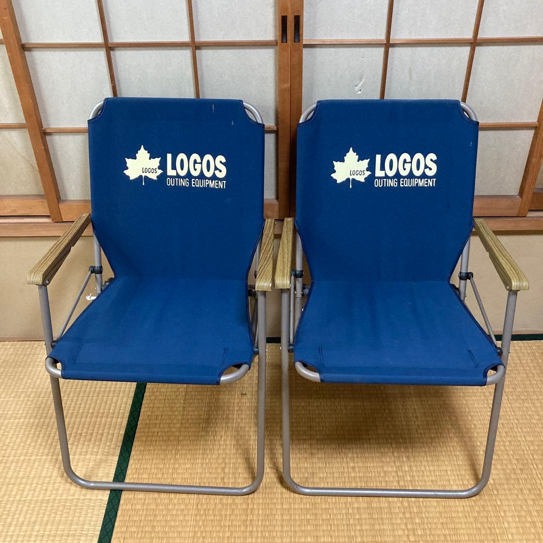 LOGOS ネイビー 折りたたみチェア 4脚セット グッディチェア　アウトドア